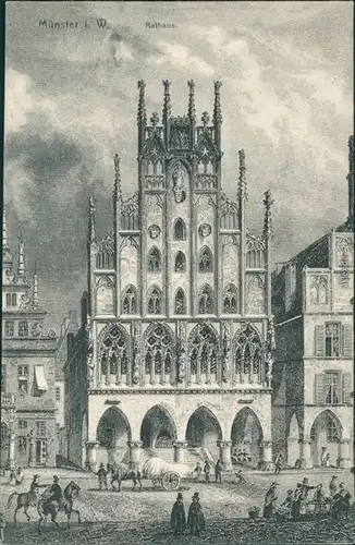Ansichtskarte Münster (Westfalen) Künstlerkarte: Rathaus 1911 