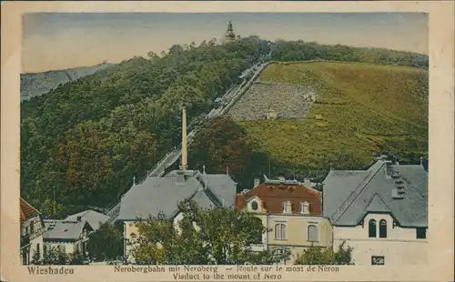 Ansichtskarte Wiesbaden Villen - Nerobergbahn 1920 