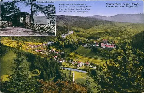 Ansichtskarte Schwarzburg 2 Bild: Stadt und Plateau 1918 