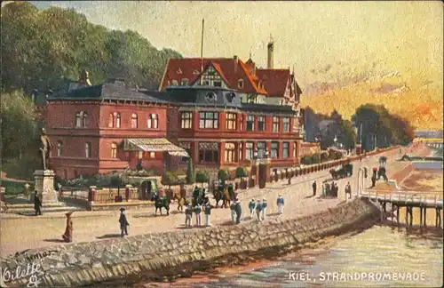 Ansichtskarte Kiel Künstlerkarte: Strandpromenade 1913 