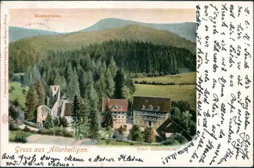 Ansichtskarte Oppenau Hotel Mittenmayer - Allerheiligen 1901 