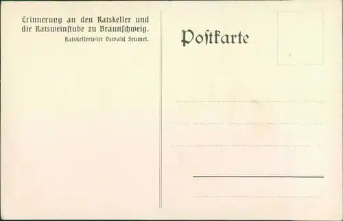 Ansichtskarte Braunschweig Künstlerkarte Mummeprobe - Ratskelelr 1909 
