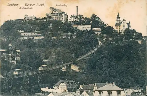 Ansichtskarte Loschwitz-Dresden Loschwitz - Berbahn - Louisenhof 1914 