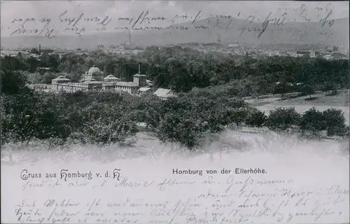 Bad Homburg vor der Höhe Stadt von der Ellerhöhe - Mondscheinlitho 1901 