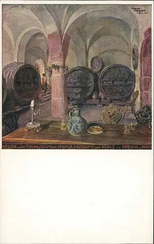 Ansichtskarte Speyer Keller im Weinmuseum 1914