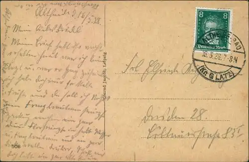 Postcard Bad Altheide Polanica-Zdrój Brunnen mit Fontäne 1928