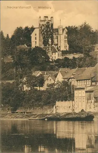 Ansichtskarte Neckarsteinach Burg, Stadt - Anleger 1912