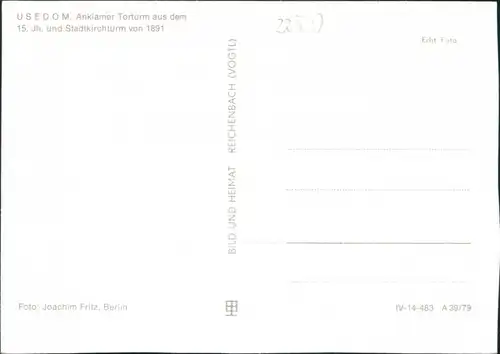 Ansichtskarte Usedom Anklamer Torturm und Stadtkirchturm 1979