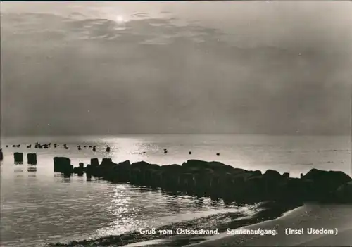 Ansichtskarte Usedom Gruß vom Ostseestrand. Sonnenaufgang. Insel Usedom 1968