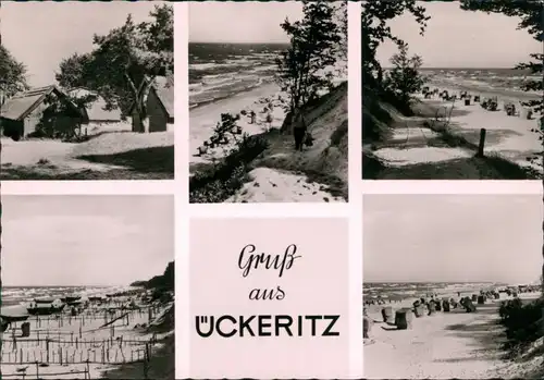 Ansichtskarte Ückeritz (Usedom) Strandansichten, Hütten 1962