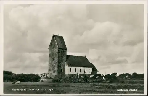 Ansichtskarte Keitum (Sylt) Kejtum / Kairem Partie an der Kirche 1935