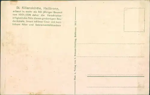 Ansichtskarte Heilbronn Markttreiben - Kilianskirche 1915 