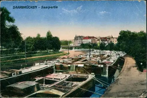 Ansichtskarte Saarbrücken Saarpartie - Häuser 1914 