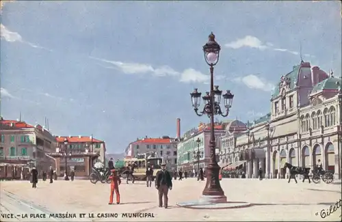 CPA Nizza Nice La Place Masséna et le Casino Municipal 1928
