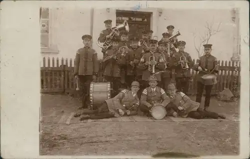  Militärkapelle, Trompeten, Trommler Gruppenfoto 1916 Privatfoto