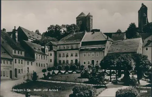Ansichtskarte Stolpen Markt und Schloss 1932 