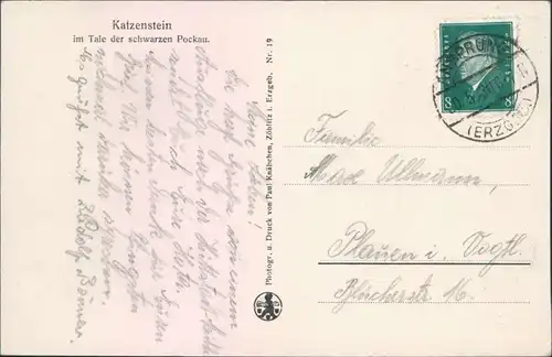 Pobershau-Marienberg im Erzgebirge Katzenstein im Tal der schwarzen Pockau 1930