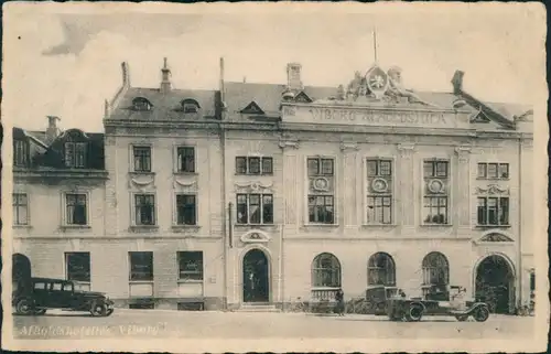Postcard Viborg Afholdshotellet mit Oldtimern 1932