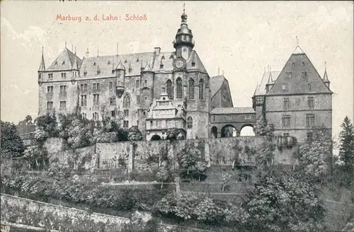Ansichtskarte Marburg an der Lahn Schloßpartie 1914 