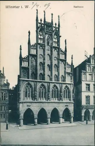Ansichtskarte Münster (Westfalen) Partie am Rathaus 1908 