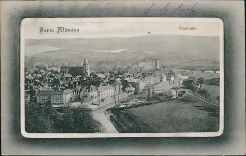 Hannoversch Münden Hann. Münden Passepartout - Blick auf die Stadt 1912