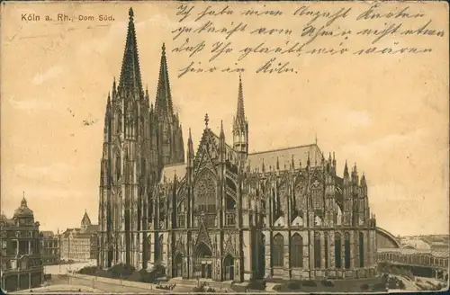 Ansichtskarte Köln Blick auf den Dom - Süd 1915 