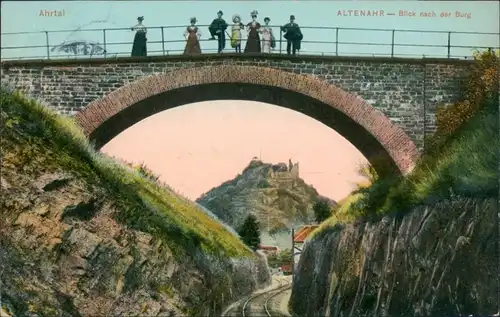 Ansichtskarte Altenahr Brücke, Burgruine Are 1911