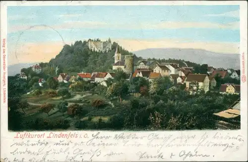 Ansichtskarte Lindenfels (Bergstraße) Blick auf die Stadt 1906 