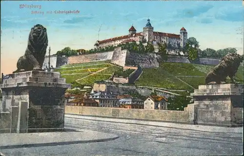 Ansichtskarte Würzburg Ludwigsbrücke - Schloss 1916 