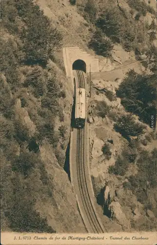 CPA Le Châtelard Bergbahn - Tunnel des Charbons 1914 