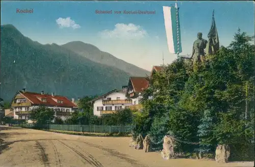 Ansichtskarte Kochel am See Straße, Schmied von Kochel Denkmal 1914 