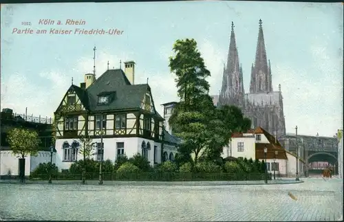 Ansichtskarte Köln Villa, Dom - Partie am Kaiser Friedrich Ufer 1913 