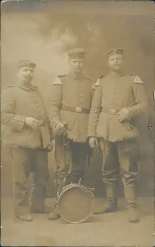 Schlettstadt Sélestat 3 Soldaten mit Trommel (Foto Schlettstedt) 1916 