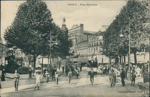 CPA Nancy Straßenbahn, Belebt Place Saint Jean 1910 