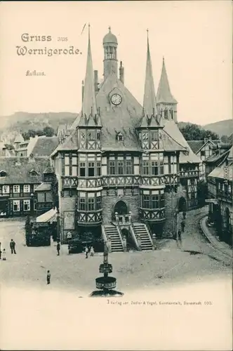 Ansichtskarte Wernigerode Platz und Schloß 1903 