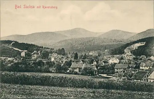 Ansichtskarte Bad Sachsa Stadt mit Ravensberg 1908 