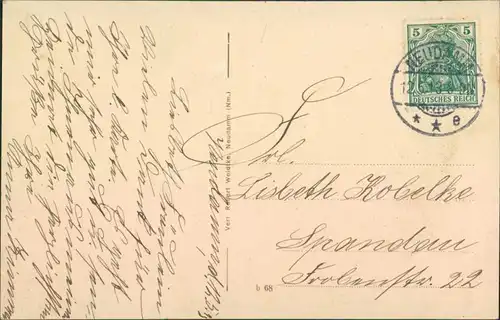 Neudamm (Neumark) Dębno Seepartie - Schwanenhaus, Ruderboot 1913 