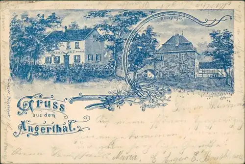 Ansichtskarte Ratingen 2 Bild: Gasthaus im Angerthal 1899 Litho