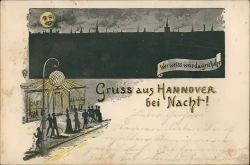 Ansichtskarte Hannover Nacht Litho AK: Stadt 1897 Litho