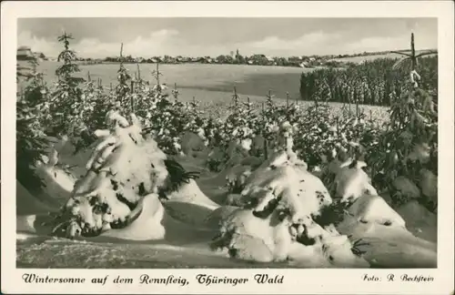 _Thüringen (Allgemein) Wintersonne auf dem Rennsteig, Thüringer Wald 1952
