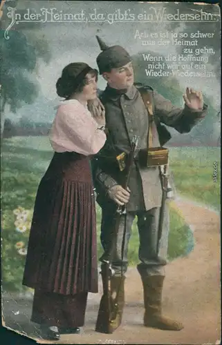 Ansichtskarte  In der Heimat, da gibt's ein Wiedersehn, Militär Abschied 1915