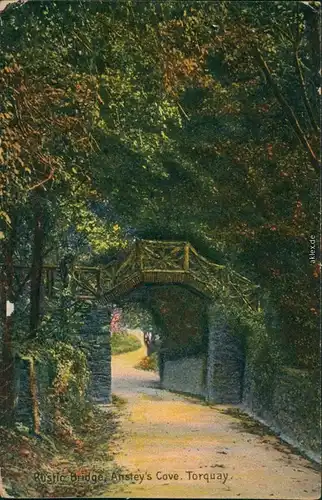 Postcard Torquay Rustic Bridge Anstey's Cove 1910