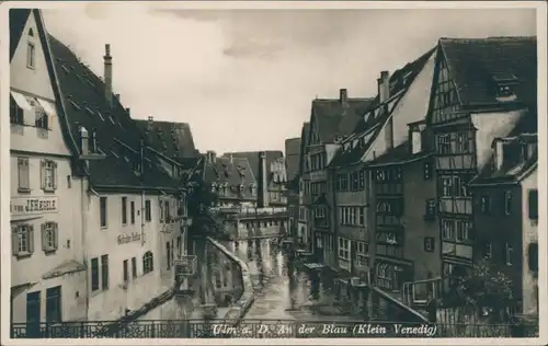 Ansichtskarte Ulm a. d. Donau an der Blau / klein Venedig 1934