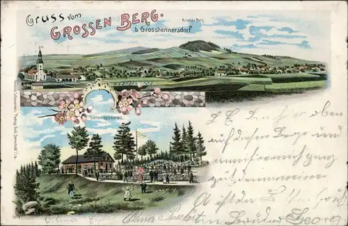 Großhennersdorf-Herrnhut Litho AK: Großer Berg, REstautant 1902 Litho