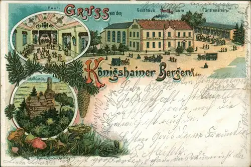 Königshain Litho AK Gasthaus Fürstenstein, Königshainer Berge 1902 Litho