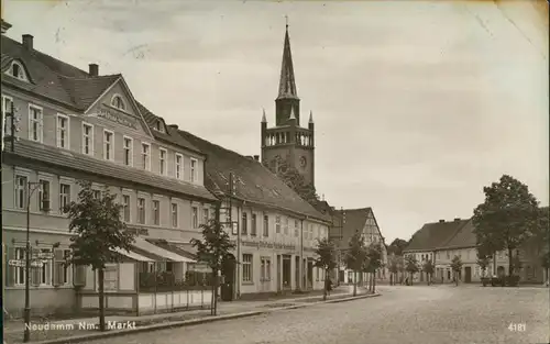 Postcard Neudamm (Neumark) Dębno Gasthaus - Marktplatz 1929 