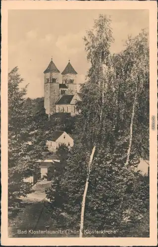 Ansichtskarte Bad Klosterlausnitz Klosterkirche hinter den Birken 1952