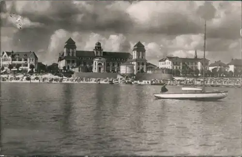 Ansichtskarte Binz (Rügen) Segelboot vor dem Strand 1962