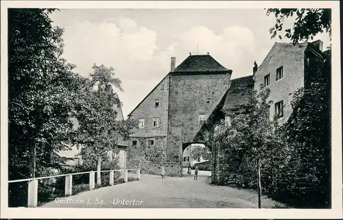 Ansichtskarte Geithain Untertor mit Kindern 1932