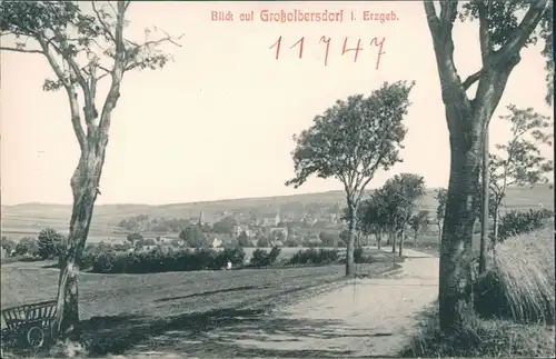 Ansichtskarte Großolbersdorf Weg zur Stadt mit Holzkarren 1947